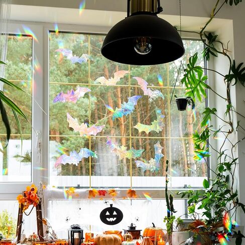 cholemy 54pcs clings Halloween Window Clings 7.87 × 11.81 بوصة قوس قزح لطيف نافذة الشروط ملصقات مضحكة لمنع الضربات المضادة للخلايا in Saudi Arabia