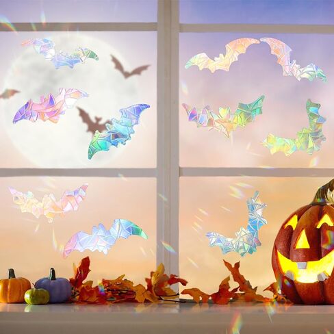 cholemy 54pcs clings Halloween Window Clings 7.87 × 11.81 بوصة قوس قزح لطيف نافذة الشروط ملصقات مضحكة لمنع الضربات المضادة للخلايا in Saudi Arabia