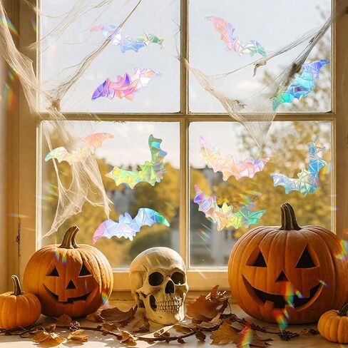 cholemy 54pcs clings Halloween Window Clings 7.87 × 11.81 بوصة قوس قزح لطيف نافذة الشروط ملصقات مضحكة لمنع الضربات المضادة للخلايا in Saudi Arabia