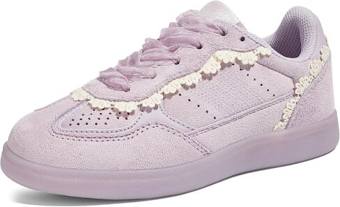 LUCKY STEP Kids Lace Detail Fashion Retro Sneakers Girls Casual Gum Rubber Sole Dual Laces Walking Running Shoes for Big&Little Kid and Toddler in Saudi Arabia