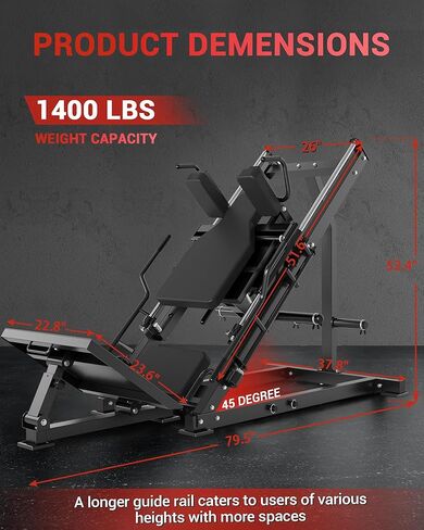Garvee Leg Press Hack Squat Machine 2 in 1 Combo Workout Machine for Home Gym with Linear Bearing & Solid Steel Pipe, Lower Body Strength Training Equipment in Saudi Arabia