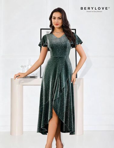 BeryLove Women Sequin Formal Party Dress Wedding Guest Cocktail Long Evening Dresses in Kuwait