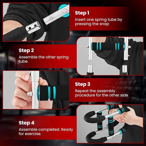 Twister Arm Trainer For Men & Women, Chest Workout Equipment Adjustable 6 Resistance Levels (30-120lb) - Removable and Attachable Fitness Exercise Equipment, Portable At Home Workout Equipment in Saudi Arabia