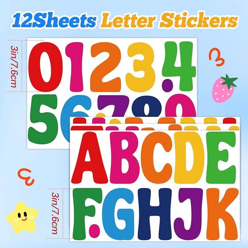 ملصقات رسائل لوحات كبيرة من ألواح النشرة رسائل 12 ورقة ألعاب الأبجدية ملصقات فينيل مقاوم للماء رسائل ملصقات ذاتية للملصقات لألواح الملصقات صندوق بريد الحرف اليدوية (أبيض ، 3 بوصات) in Kuwait