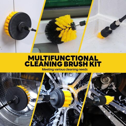 طقم مرفق فرشاة تنظيف 20 مساءً ، فرش تنظيف صفراء محددة للاستحمام ، فرشاة تنظيف كهربائية خضراء للمطبخ ، لوازم التنظيف المنزلية in Kuwait