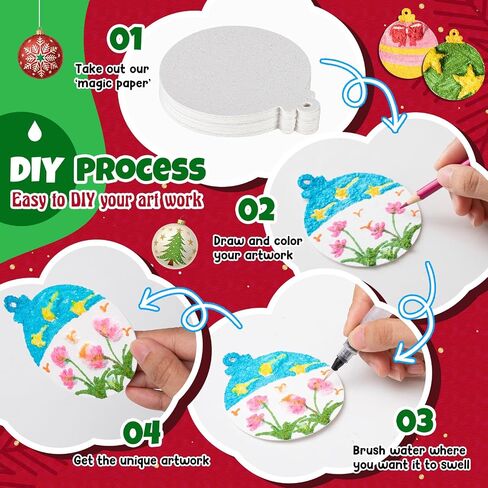 Wonderjune 40 PCS Poam Mode Painture Paper for Praitts ، 4 "× 4" أوراق ورق الرغوة السحرية مع الأقلام الفرش in Saudi Arabia