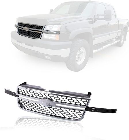 إطار الشبكة الأمامية الشواء كروم مع عسل العسل الأسود المزخرف المتوافق مع Silverado 2003-2006 1500 HD/ 2500 HD/ 3500 و 2007 1500 HD/ 2500 HD/ 3500 Classic (W/ O صب) in Saudi Arabia
