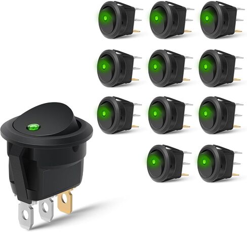 Nilight 1PC Round Rocker Switch with Shell 12V 24V 20A Red LED Toggle swtich with 16AWG Wires SPST 3Pin 2 Position for Car Truck Vehicle Boat Marine Rocker On Off Control in Saudi Arabia