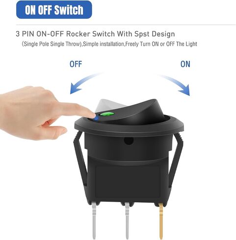 Nilight 1PC Round Rocker Switch with Shell 12V 24V 20A Red LED Toggle swtich with 16AWG Wires SPST 3Pin 2 Position for Car Truck Vehicle Boat Marine Rocker On Off Control in Saudi Arabia