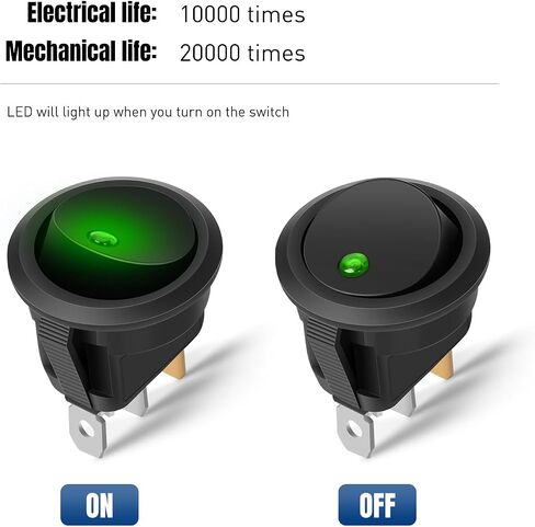 Nilight 1PC Round Rocker Switch with Shell 12V 24V 20A Red LED Toggle swtich with 16AWG Wires SPST 3Pin 2 Position for Car Truck Vehicle Boat Marine Rocker On Off Control in Saudi Arabia