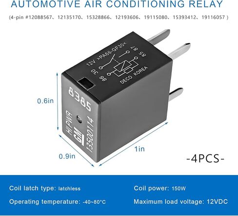 2 PCS Car Air Conditioning Relay, 13500114/8385 12VDC 40A SPST High Power 4 Terminal Relay, 4-Pin Quick Connect Air Conditioning Fan Relays Compatible with Most Vehicles in Saudi Arabia