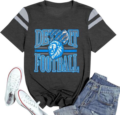 قميص كرة القدم لعبة Women Game Day Doerts Football Team Fans Tee Lions Sports Jersey Tops in Saudi Arabia