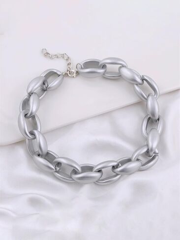 Chunky Cuban Chain Choker Necklaces Silver Punk Hip Hop Necklaces Exaggerated Heavy Link Chain Necklace Statement Collarbone Necklace for Party Costume Accessory Jewelry for Women in Saudi Arabia