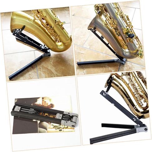 TIDTALEO معدن قابل للطي ألتو ساكسفون حامل ساكسفون حامل تخزين منزلي مع دعم ناعم مضاد للخدش لغرف الموسيقى وعرض الأداء in Kuwait