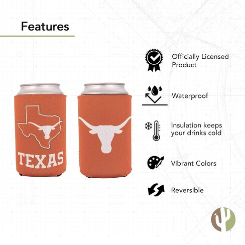 Desert Cactus University of Texas Can Insulator Beverage Cooler 2 Pack Foam Beverage Holder Longhorns UT Austin (2 Pack Can) in Kuwait