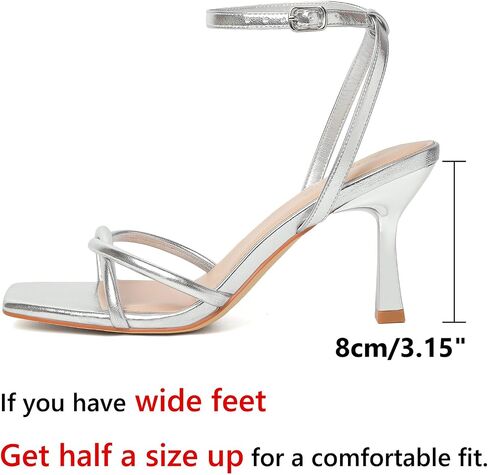 RIBONGZ Women's Heeled Sandals Square Open Toe Kitten Strappy Heels with Ankle Strap Elegant Summer Wedding Party Evening Prom Daily Wear Lace Up Dress Shoes in Saudi Arabia