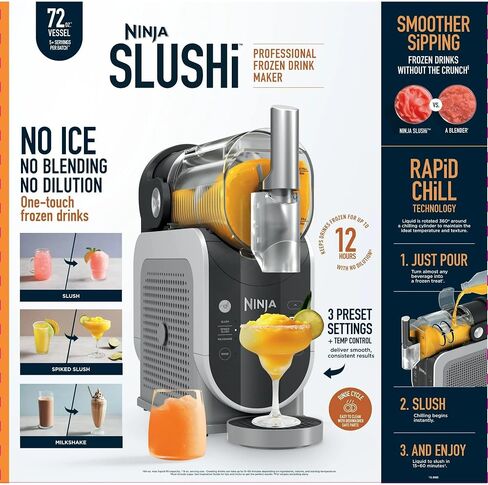 Ninja FS300 Slushi 72oz. حزمة Frozen Drink & Slushie Machine (متجددة) مع Deco Essentials زجاجة ماء قابلة للانهيار BPA Free 24oz رمادي/غير قانوني و 1 سنة CPS حماية محسنة in Kuwait