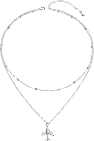 925 Sterling Silver Airplane Pendant Necklace for Women Sisters, Best Gifts for Stewardess Flight Attendants Pilots Airplane Jewelry Gifts (Pendant Necklace) in Saudi Arabia