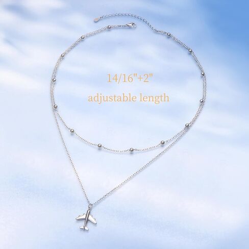 925 Sterling Silver Airplane Pendant Necklace for Women Sisters, Best Gifts for Stewardess Flight Attendants Pilots Airplane Jewelry Gifts (Pendant Necklace) in Saudi Arabia