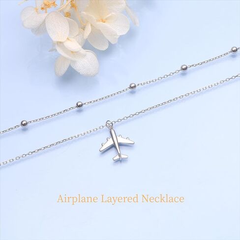 925 Sterling Silver Airplane Pendant Necklace for Women Sisters, Best Gifts for Stewardess Flight Attendants Pilots Airplane Jewelry Gifts (Pendant Necklace) in Saudi Arabia