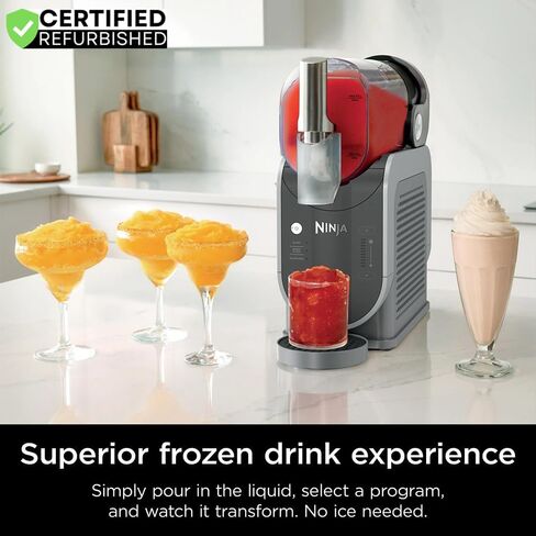 Ninja FS300 SLUSHi 72oz. Frozen Drink & Slushie Machine (Renewed) Bundle with Deco Essentials Collapsable Water Bottle BPA Free 24oz Gray/Stainless and 1 YR CPS Enhanced Protection Pack in Saudi Arabia
