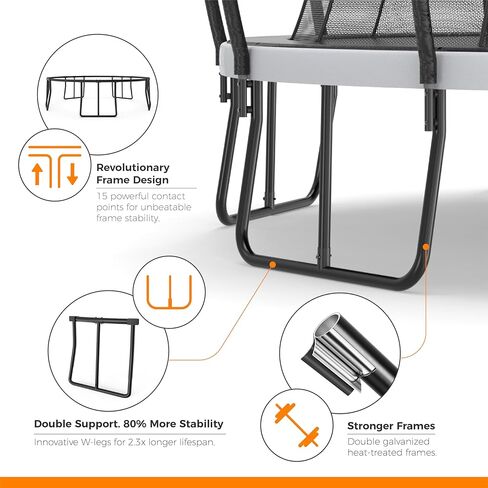 Trampoline Outdoor 10FT 14FT 16FT with Enclosure and Ladder, ASTM Approved W-Double Reinforced Frame, Recreational Trampoline for Kids and Adults in Saudi Arabia