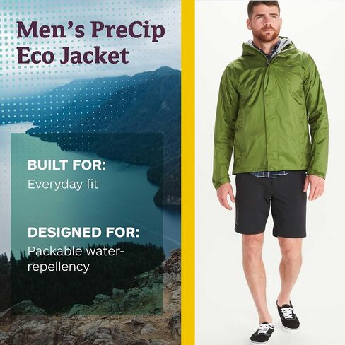 MARMOT Men's PreCip Eco Lightweight & Waterproof Rain Jacket, Rosin Green/Olive Grove, X-Large in Saudi Arabia