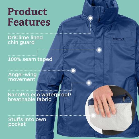 MARMOT Men's PreCip Eco Lightweight & Waterproof Rain Jacket, Rosin Green/Olive Grove, X-Large in Saudi Arabia