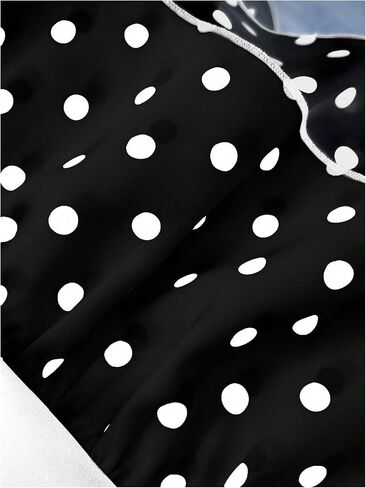 Verdusa Women's Polka Dots Lace V Neck Camisole Tops Sleeveless Layered Ruffle Peplum Shirts in Saudi Arabia