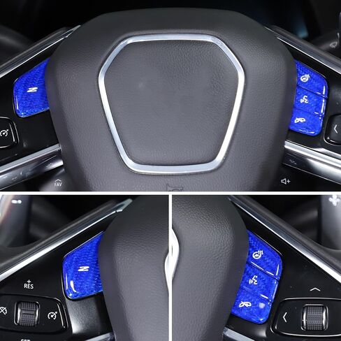 تناسب Corvette C8 2020-2024 ألياف الكربون الحقيقية التحكم المركزي في التوجيه زر التوجيه حماية الإطار ملصق صب ملصقات صائق داخلي (أحمر) in Saudi Arabia