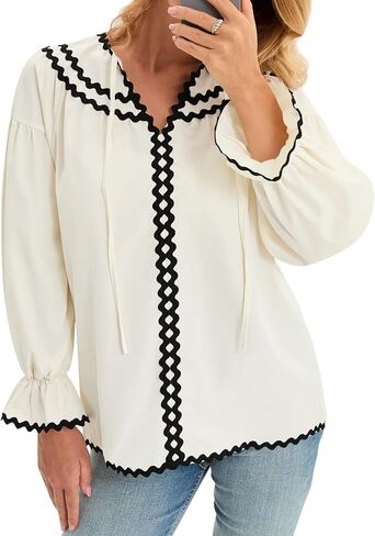جرس CICY WOMENS CHUFFER PUSH SLEEVE PLOUSE V DECK TRIM TRIM in Kuwait