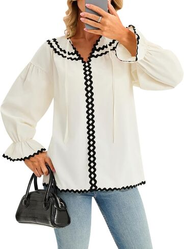 جرس CICY WOMENS CHUFFER PUSH SLEEVE PLOUSE V DECK TRIM TRIM in Kuwait