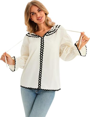 جرس CICY WOMENS CHUFFER PUSH SLEEVE PLOUSE V DECK TRIM TRIM in Kuwait