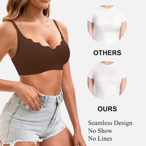 نساء سلس تي شيرت حمالات 3 حزمة حمالة صدر لاسلكية ناعمة اللاسلكية ، تغطية كاملة bralette لا عرض تحت الملابس in Saudi Arabia