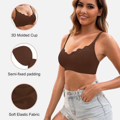 نساء سلس تي شيرت حمالات 3 حزمة حمالة صدر لاسلكية ناعمة اللاسلكية ، تغطية كاملة bralette لا عرض تحت الملابس in Saudi Arabia