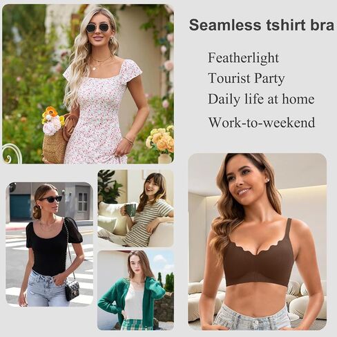 نساء سلس تي شيرت حمالات 3 حزمة حمالة صدر لاسلكية ناعمة اللاسلكية ، تغطية كاملة bralette لا عرض تحت الملابس in Saudi Arabia