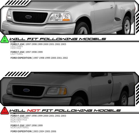 EPIC LIGHTING AMOE Replacement Signal Lights Compatible with Ford 97-00 F-150 01-03 F-150 XL XLT Lariat King Ranch 97-02 Expedition 97-99 F-250 LD [ FO2550118 F75Z13201AC FO2551118 F75Z13200AC ] Pair in Saudi Arabia
