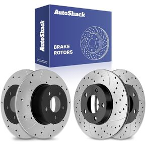 AutoShack Black Hat Drilled and Slotted Brake Rotors Front and Rear Brake Rotor Replacement Kit for 1994-2004 Ford Mustang 3.8L 3.9L 4.6L 5.0L V6 V8 RWD PR64013-64019PR in Kuwait