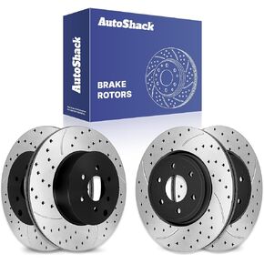 Autoshack Black Hat محفورة ودوارات الفرامل المقطوعة من أدوات استبدال دوارات الفرامل الأمامية والخلفية لعام 2005-2015 Nissan Xterra 2005-2024 Frontier 2009-2012 Suzuki Equator 2.5L 3.8L 4.0L PR41414141412 in Kuwait