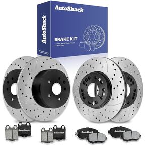AutoShack Brake Kit Replacement for Lexus GS400 1998-2005 GS300 2001-2005 GS430 IS300 2002-2010 SC430 RWD Front Rear Drilled & Slotted E-Coated Disc Brake Rotors Ceramic Brakes Pads BRAKEPKG105 in Saudi Arabia