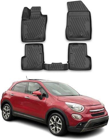 OMAC Floor Mats for Fiat 500X 2016-2023 Car Mats All Weather 3D Custom Fit Rubber Mat Waterproof Odorless TPE Floor Liners Laser Measured Non-Slip (Black) in Saudi Arabia