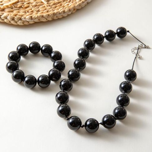 Chunky Beaded Necklace for Women Big Beads Large Chunky Beaded Necklace Vintage Boho Jewelry in Kuwait