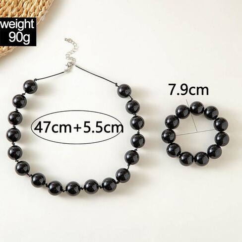 Chunky Beaded Necklace for Women Big Beads Large Chunky Beaded Necklace Vintage Boho Jewelry in Kuwait