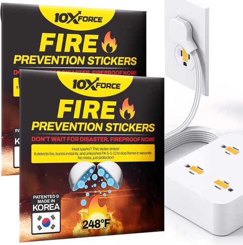 [Made and Patented in Korea] Fire Prevention Stickers – Automatic Fire Extinguisher for Outlets & Power Strips, Easy Peel & Stick Kitchen Fire Extinguisher Home Fire Extinguishers, 10pcs in Kuwait