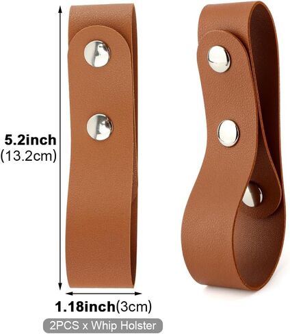 2 pcs Equestrian Whip Holster Belt Loop, Soft PU Leather Belt Whips Holder Bullwhip Whip Loop with 2 Snaps for Lasso Rope/Horse Riding Whips/Crops Belt/Clothing Accessories in Kuwait