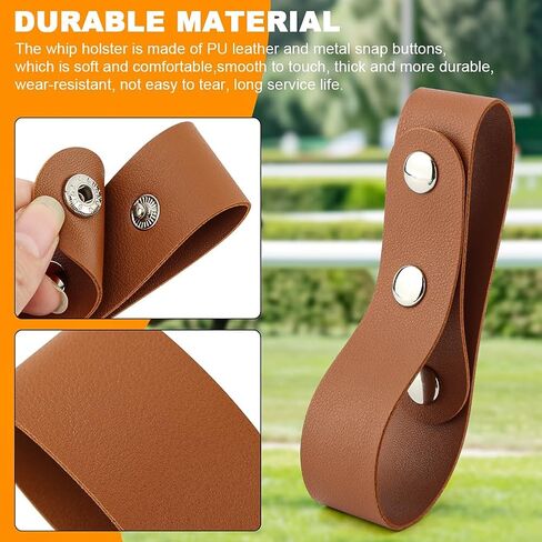 2 pcs Equestrian Whip Holster Belt Loop, Soft PU Leather Belt Whips Holder Bullwhip Whip Loop with 2 Snaps for Lasso Rope/Horse Riding Whips/Crops Belt/Clothing Accessories in Kuwait