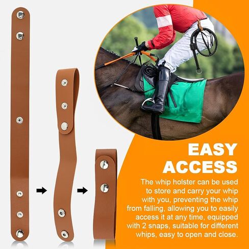 2 pcs Equestrian Whip Holster Belt Loop, Soft PU Leather Belt Whips Holder Bullwhip Whip Loop with 2 Snaps for Lasso Rope/Horse Riding Whips/Crops Belt/Clothing Accessories in Kuwait