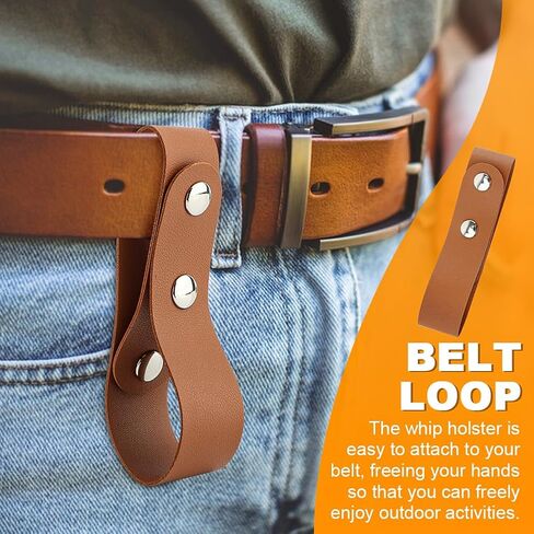 2 pcs Equestrian Whip Holster Belt Loop, Soft PU Leather Belt Whips Holder Bullwhip Whip Loop with 2 Snaps for Lasso Rope/Horse Riding Whips/Crops Belt/Clothing Accessories in Kuwait