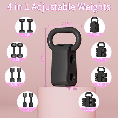 مجموعة kettlebell قابلة للتعديل ، مجموعات 4-in-1 خالية من kettlebell (5.5 رطل 7.7 رطل 9.9 رطل 12.1 رطل) للنساء ، مجموعة دمبل الوزن من 2 للتدريب على اللياقة البدنية المنزلية in Kuwait