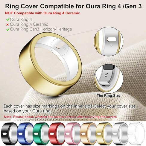 10 عبوات من الأغطية متوافقة مع Oura Ring 4/Gen 3 Heritage/Gen 3 Horizon، (غير متوافقة مع Oura 4 Ceramic)، الشحن مباشرة، واقي أصابع مرن من مادة TPU للتمرين والنساء والرجال مقاس 8 in Kuwait